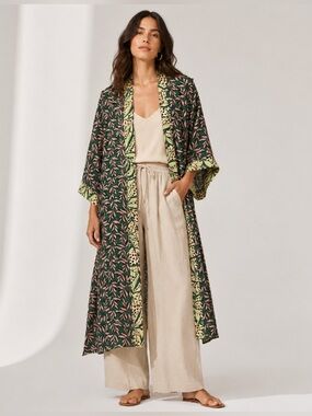 Botanical Floral Print Kimono Cardigan, Size XXS-M